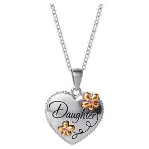 Connections Hallmark Stainless Steel IP Plated Daughter Heart Pendant Necklace